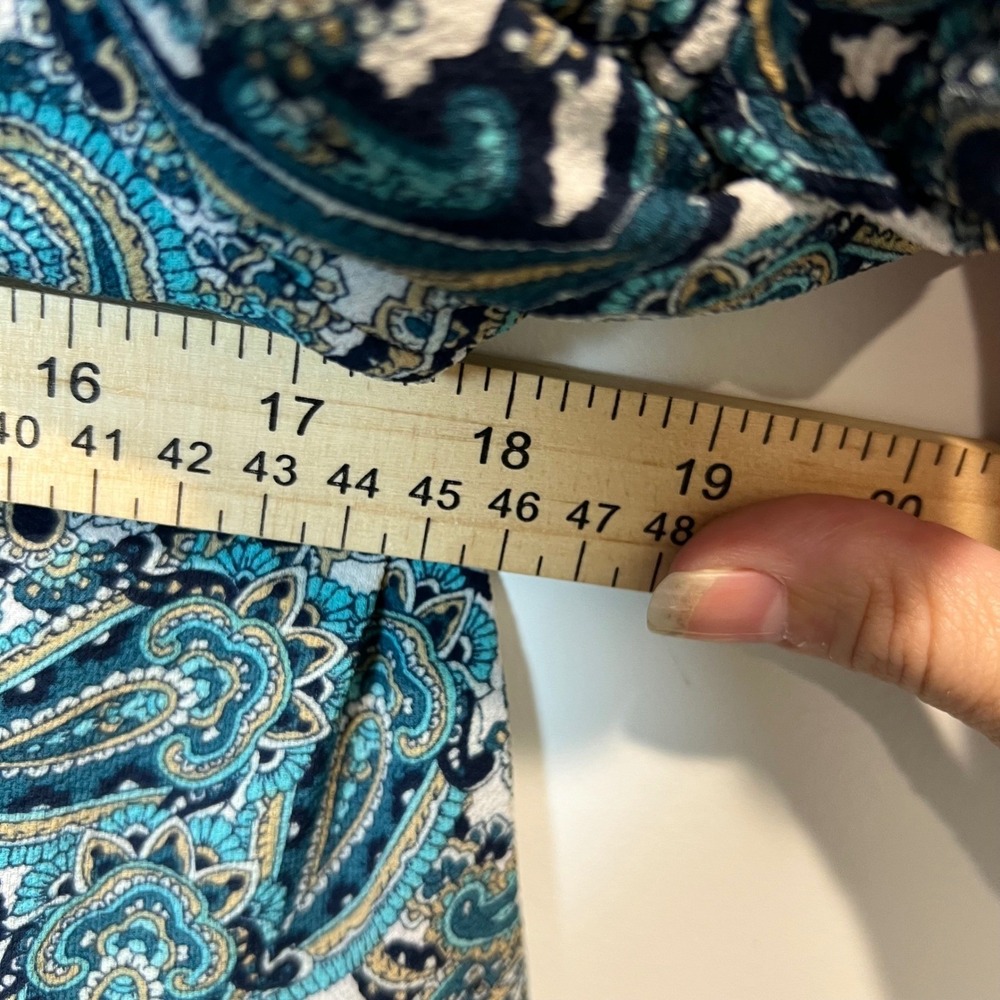 MICHAEL Michael Kors Cold Shoulder Paisley Blouse Top Teal Blue Women's M - Picture 9 of 9